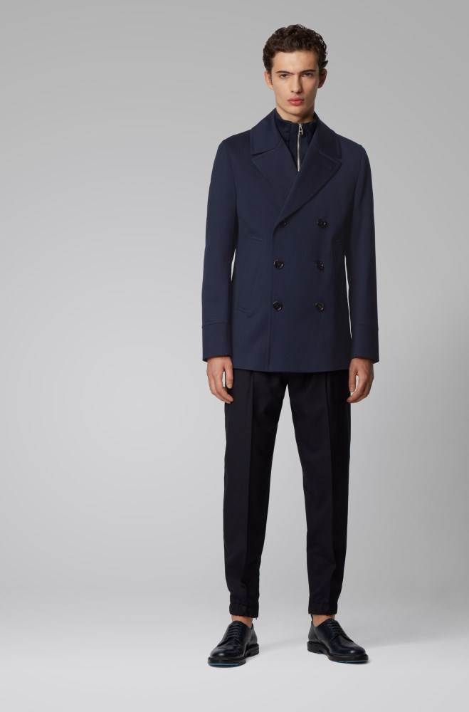 Hugo Boss Slim-fit coat Lyse Blå | qiwHsb19