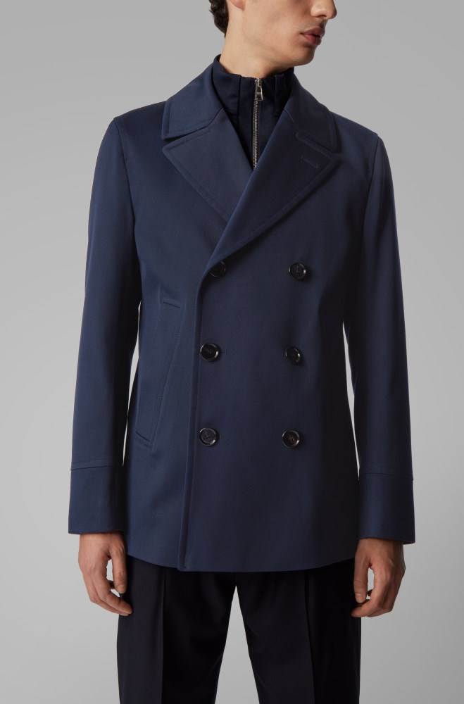 Hugo Boss Slim-fit coat Lyse Blå | qiwHsb19