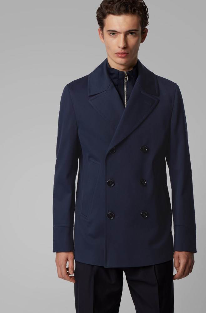 Hugo Boss Slim-fit coat Lyse Blå | qiwHsb19