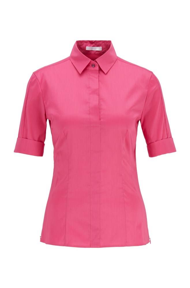 Hugo Boss Slim-fit cotton-blend blouse Rosa | OnPzXblU