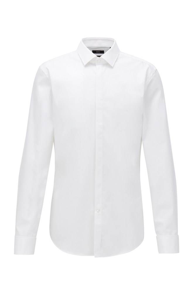 Hugo Boss Slim-fit cotton business shirt Hvite | NMC8jDe4