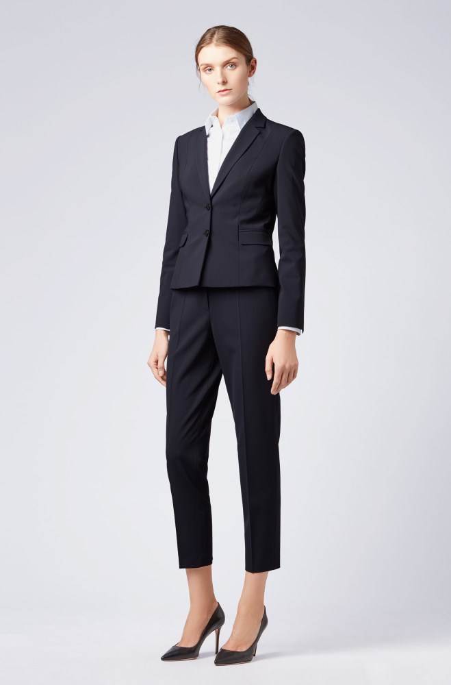 Hugo Boss Slim-fit cropped trousers Mørke Blå | 4g5d6RbB