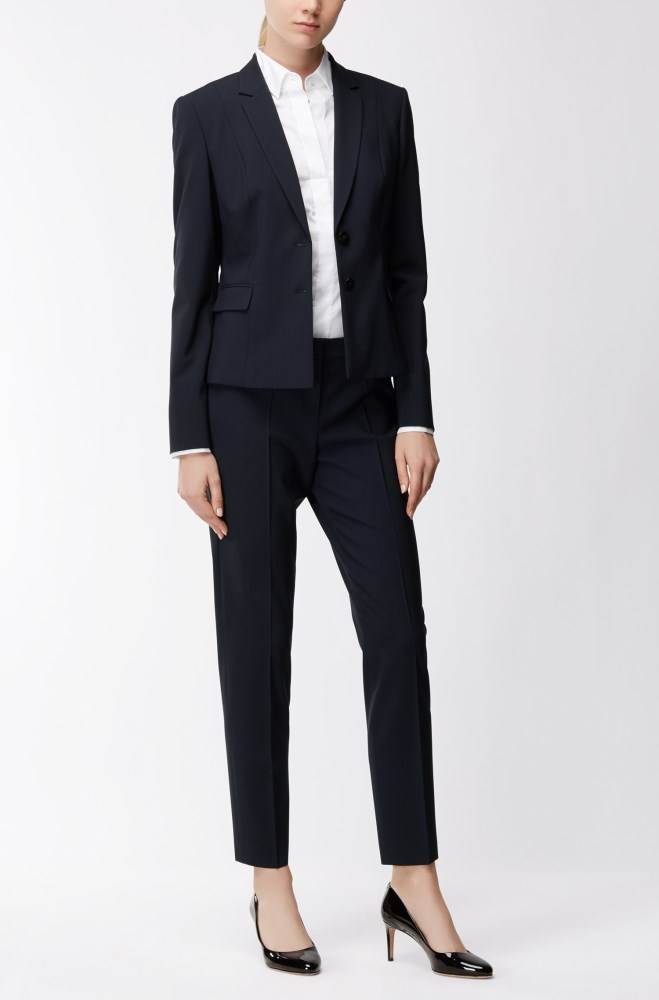 Hugo Boss Slim-fit cropped trousers Mørke Blå | 4g5d6RbB