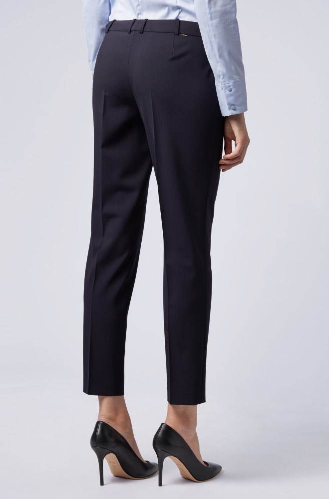 Hugo Boss Slim-fit cropped trousers Mørke Blå | 4g5d6RbB