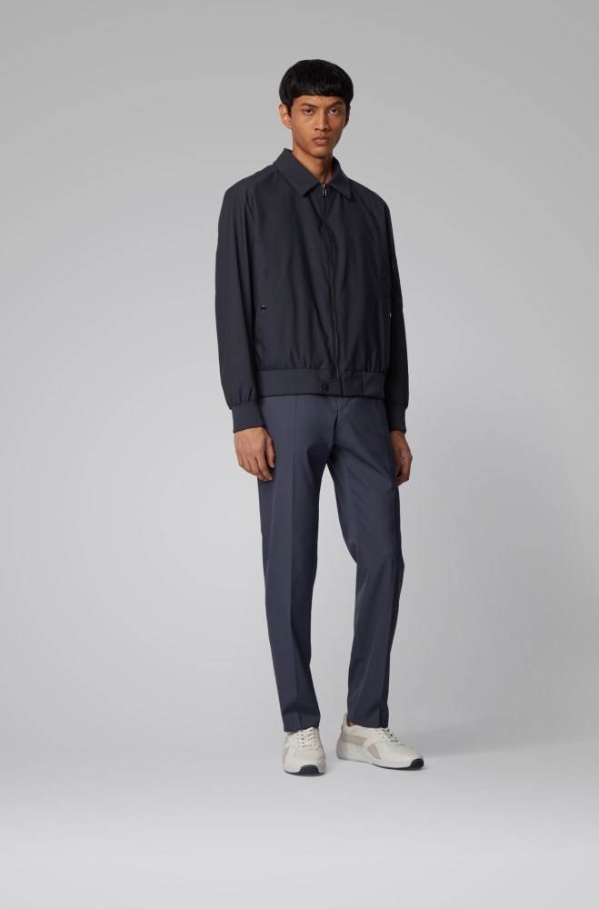 Hugo Boss Slim-fit cropped trousers Mørke Blå | 8VAxkIz5