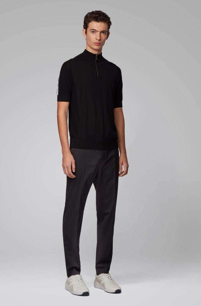 Hugo Boss Slim-fit cropped trousers Svarte | 19OjlRgJ