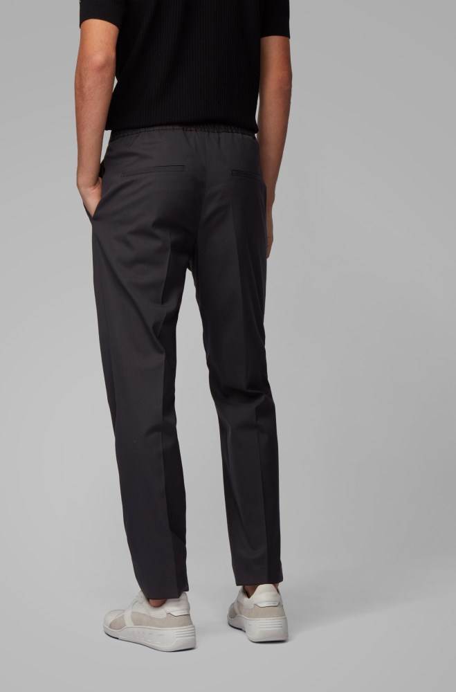 Hugo Boss Slim-fit cropped trousers Svarte | 19OjlRgJ