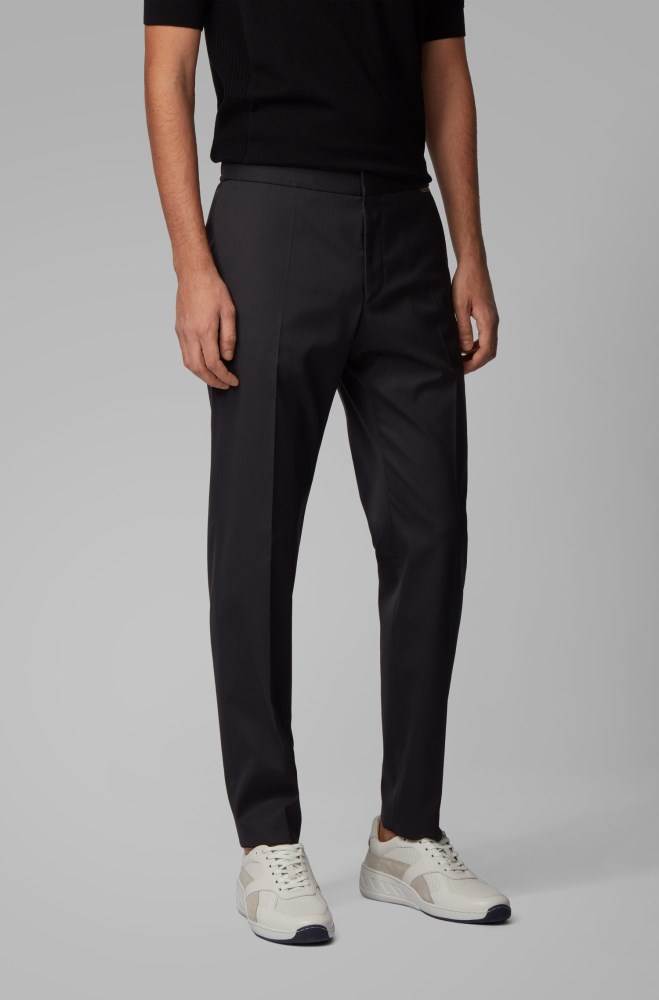 Hugo Boss Slim-fit cropped trousers Svarte | 19OjlRgJ