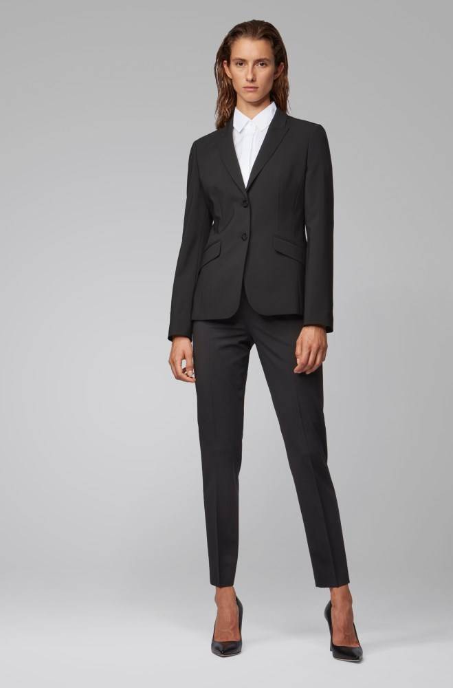 Hugo Boss Slim-fit cropped trousers Svarte | KVo9Q1f2