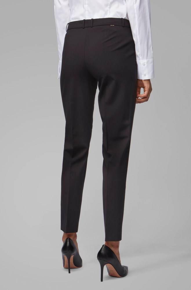 Hugo Boss Slim-fit cropped trousers Svarte | KVo9Q1f2