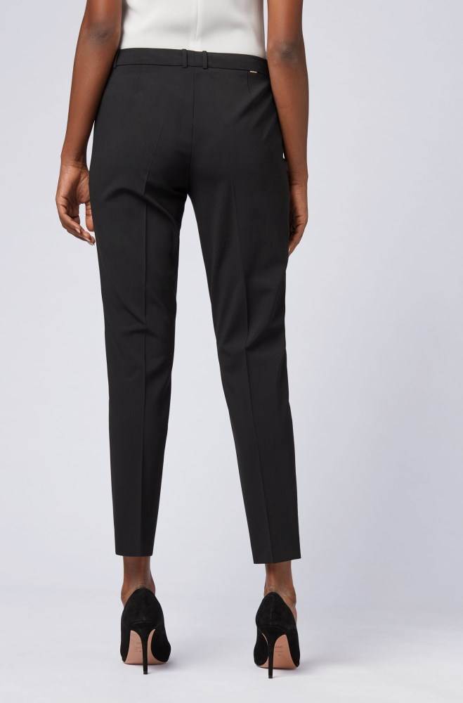 Hugo Boss Slim-fit cropped trousers Svarte | KVo9Q1f2