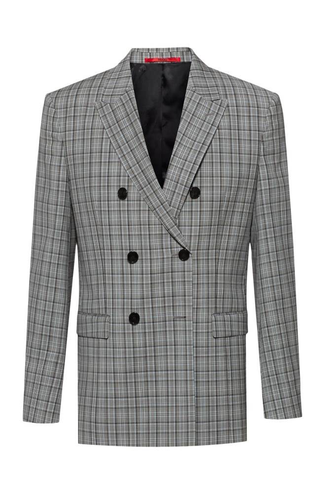 Hugo Boss Slim-fit double-breasted jacket Sølv | sCQiB6BC