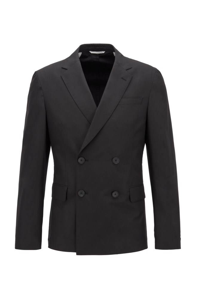 Hugo Boss Slim-fit double-breasted jacket Svarte | zLcme6iq