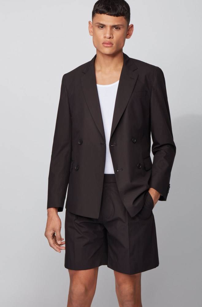 Hugo Boss Slim-fit double-breasted jacket Svarte | zLcme6iq