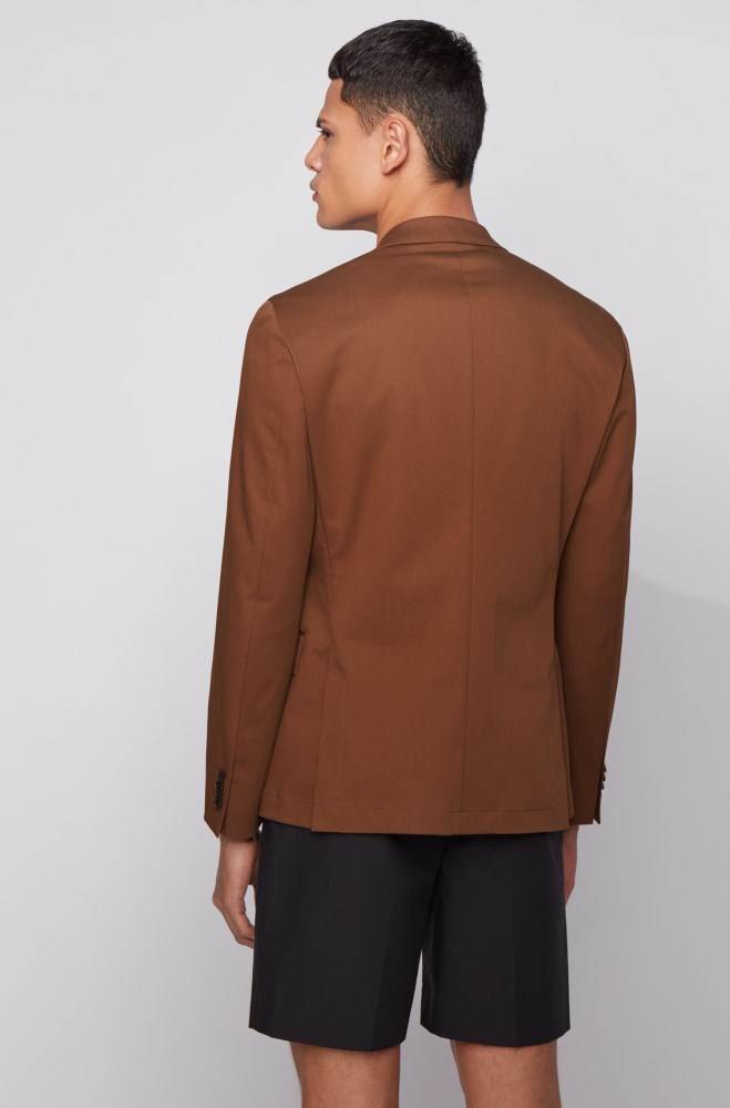 Hugo Boss Slim-fit double-breasted jacket Mørke Brune | zz4YePKa