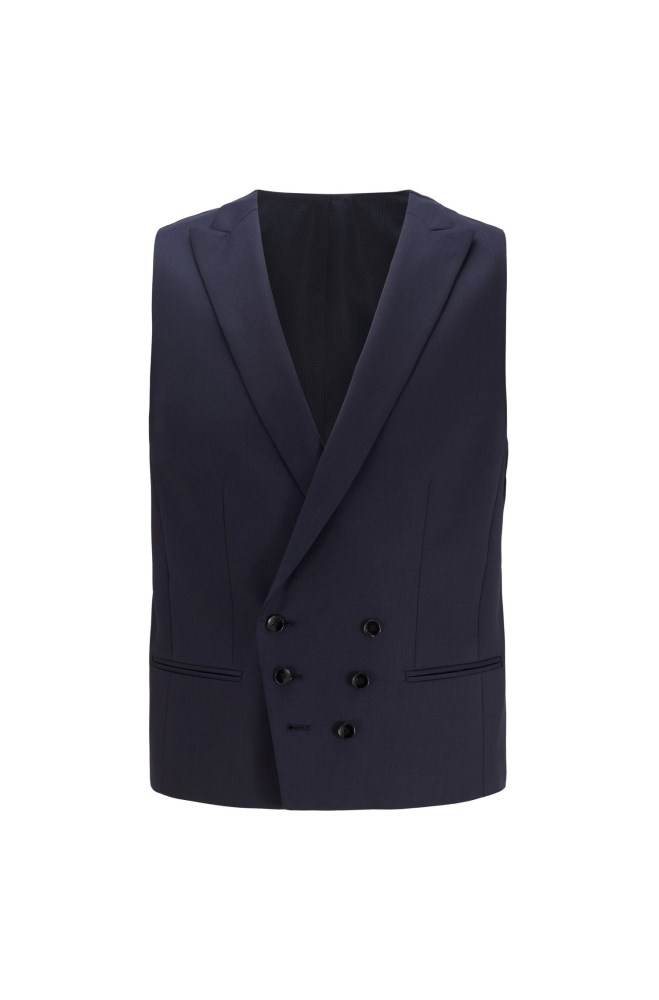 Hugo Boss Slim-fit double-breasted waistcoat Mørke Blå | YQ8fsnOo