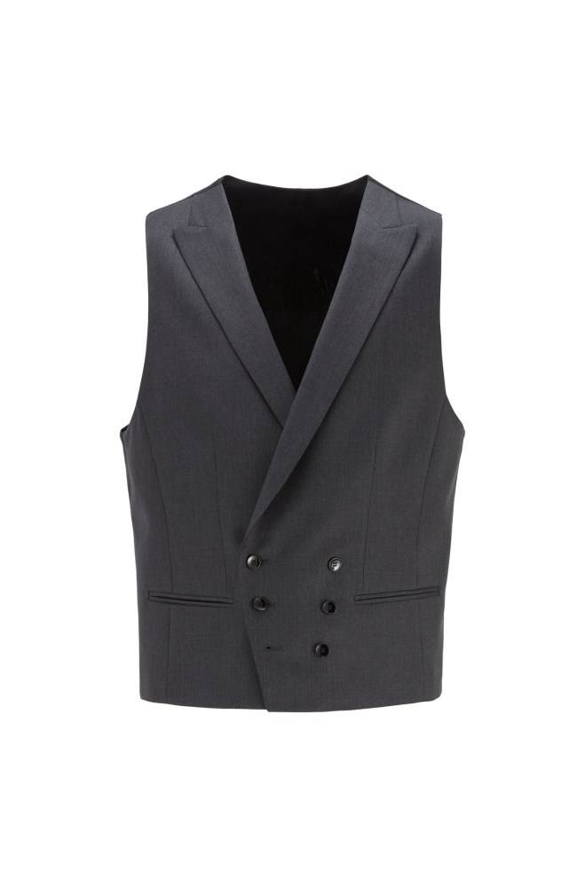 Hugo Boss Slim-fit double-breasted waistcoat Mørke Grå | YjFngszy