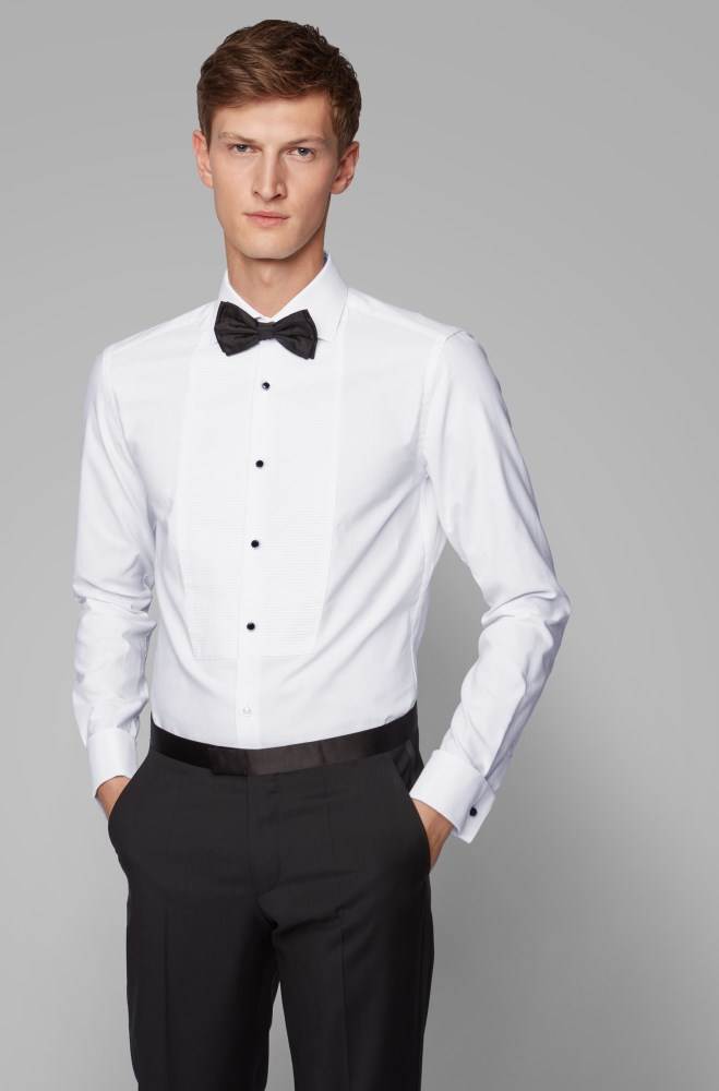 Hugo Boss Slim-fit evening shirt Hvite | H1JFRW4u