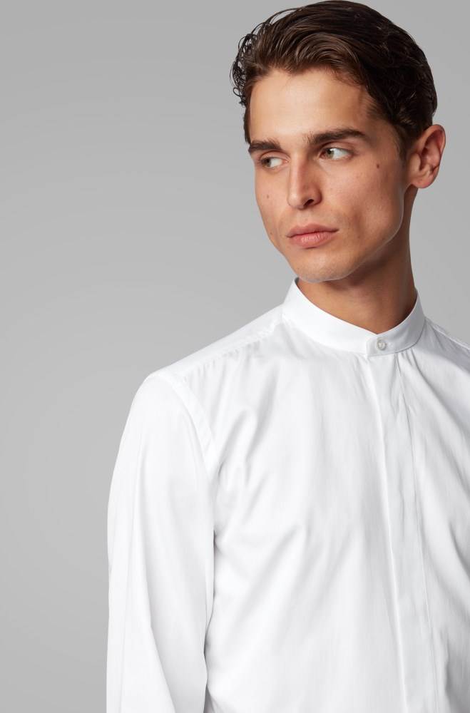 Hugo Boss Slim-fit evening shirt Hvite | H6y3ca9K