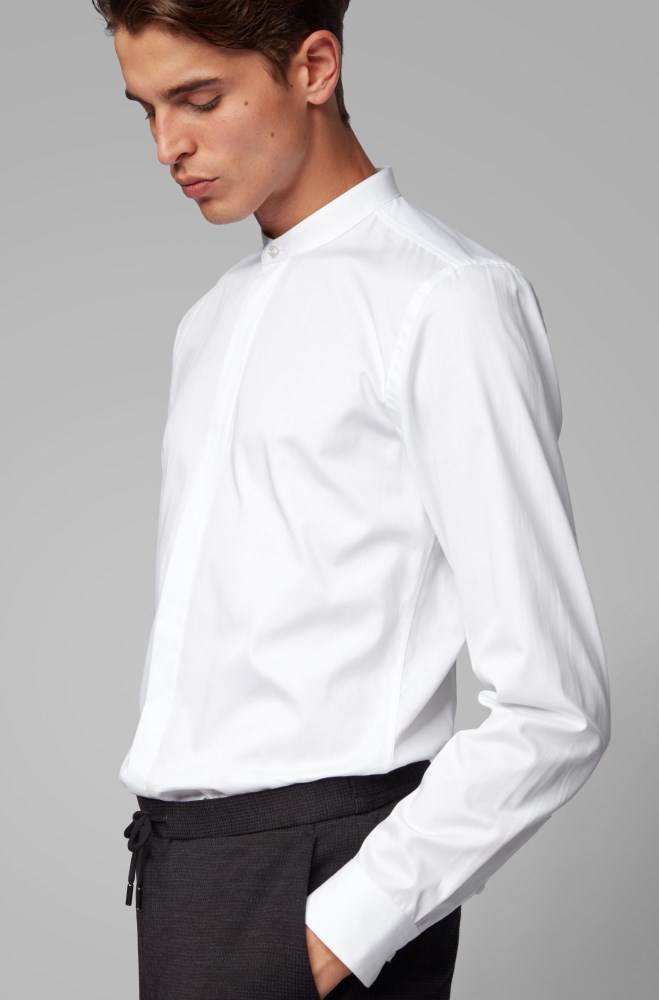 Hugo Boss Slim-fit evening shirt Hvite | H6y3ca9K