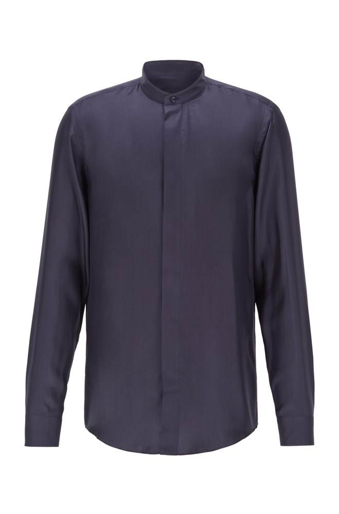 Hugo Boss Slim-fit evening shirt Mørke Blå | GktCZ7cv