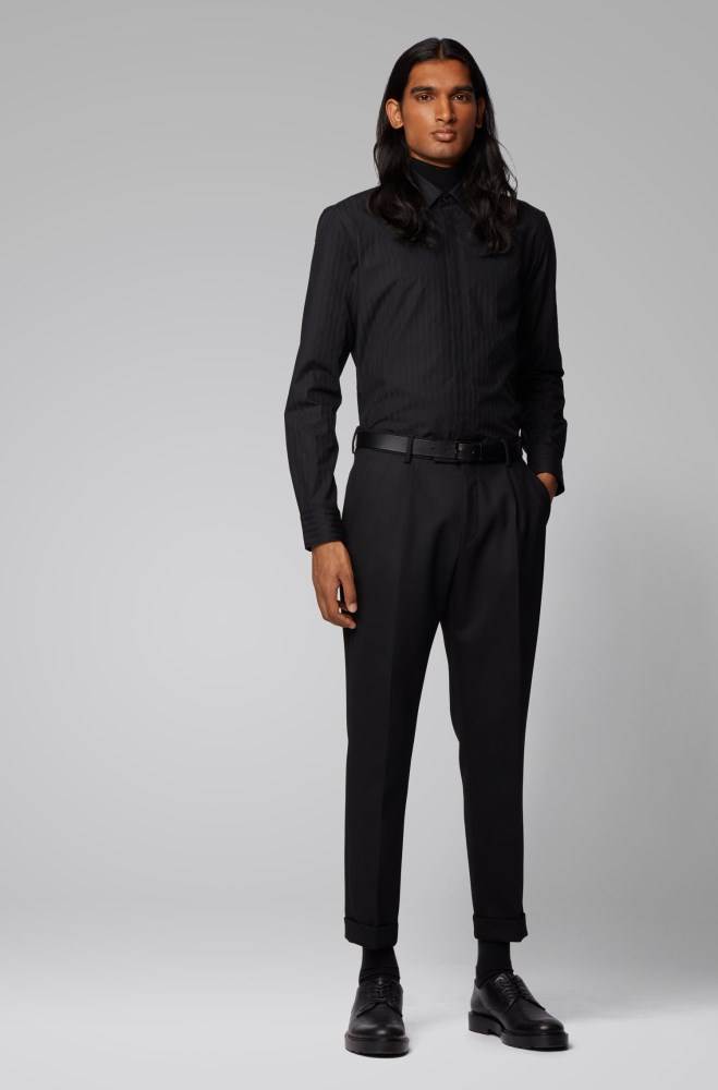 Hugo Boss Slim-fit evening shirt Svarte | OmVHZJV9