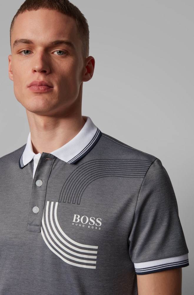 Hugo Boss Slim-fit golf polo shirt Grå | KHmpABii