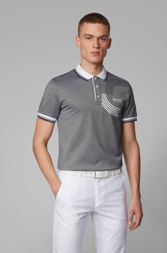 Hugo Boss Slim-fit golf polo shirt Grå | KHmpABii