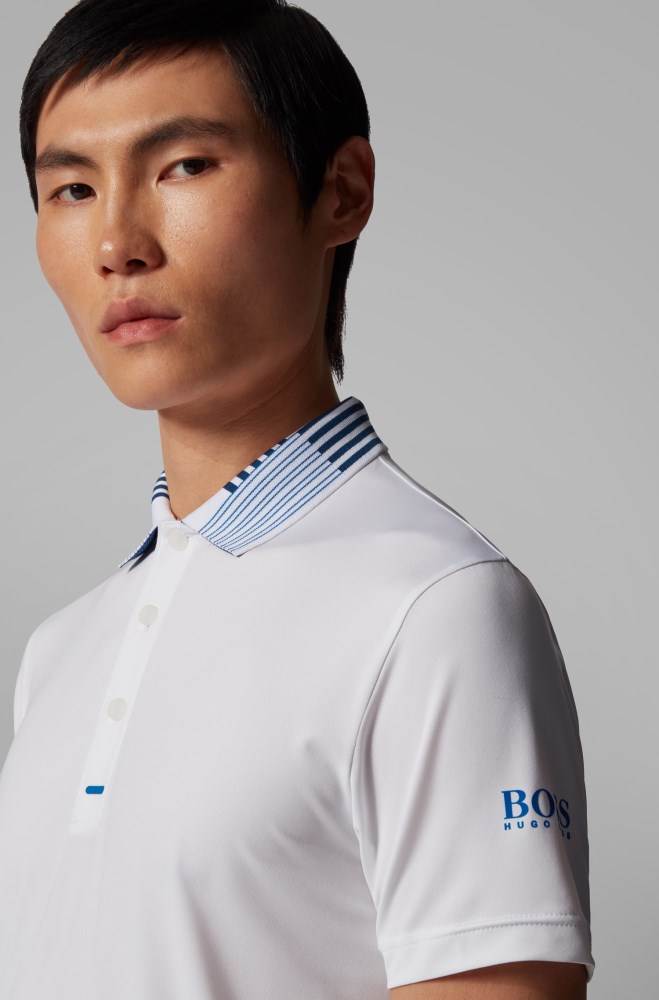 Hugo Boss Slim-fit golf polo shirt Hvite | t86rHWSU