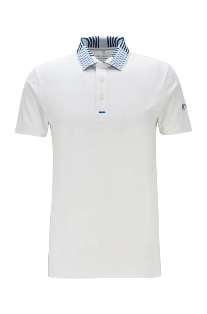 Hugo Boss Slim-fit golf polo shirt Hvite | t86rHWSU