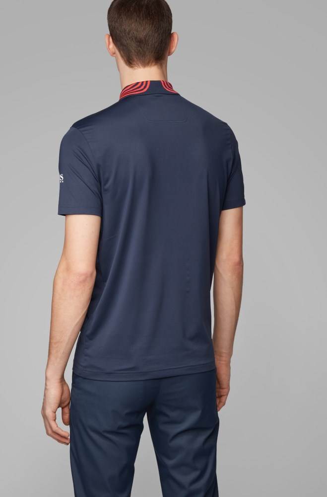 Hugo Boss Slim-fit golf polo shirt Mørke Blå | z8V3BSpP