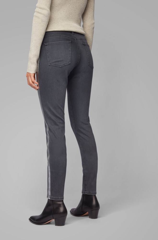 Hugo Boss Slim-fit grey stretch-denim jeans Mørke Grå | S6aTg8Xn