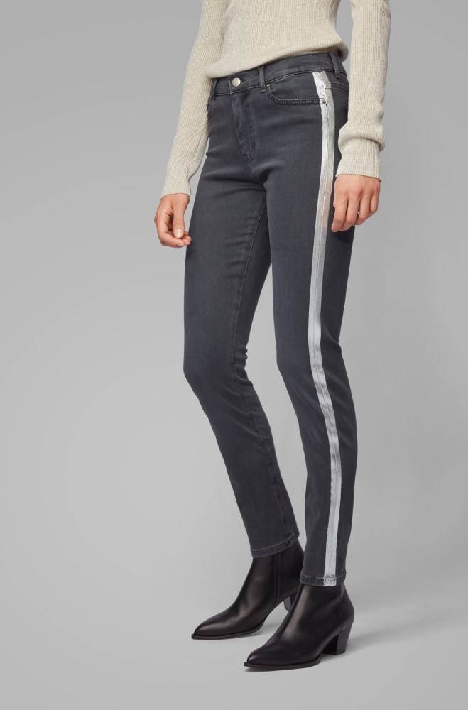 Hugo Boss Slim-fit grey stretch-denim jeans Mørke Grå | S6aTg8Xn