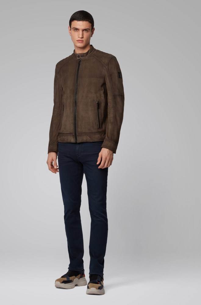 Hugo Boss Slim-fit jacket Brune | LtDL0mFu