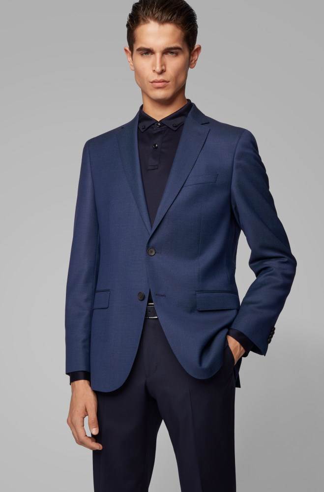 Hugo Boss Slim-fit jacket Lyse Blå | CFNBsRaL