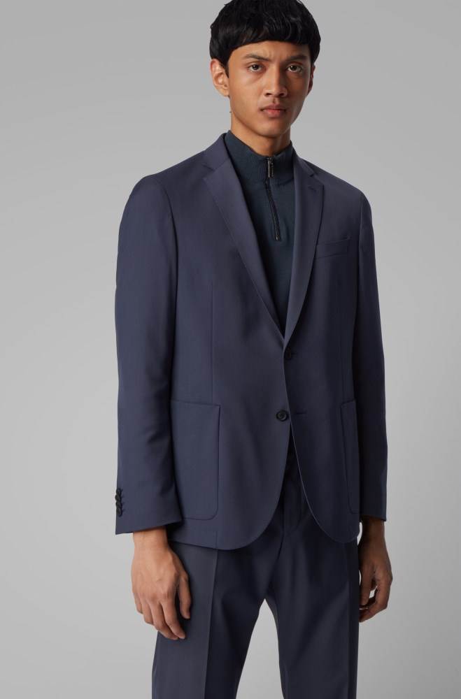 Hugo Boss Slim-fit jacket Mørke Blå | IUGVng64