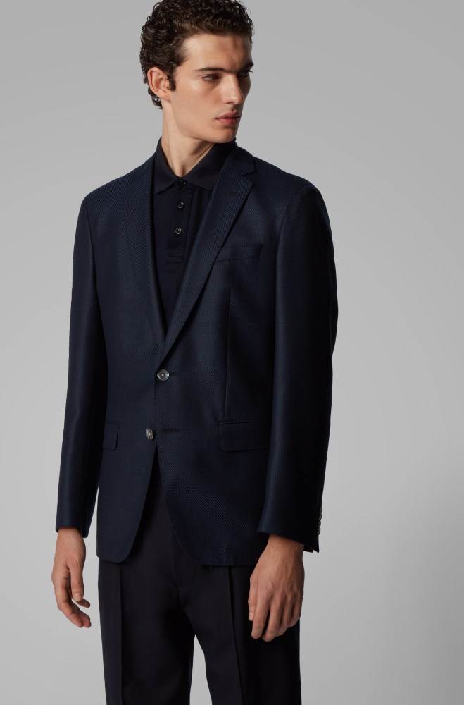 Hugo Boss Slim-fit jacket Mørke Blå | KJp1rtpP