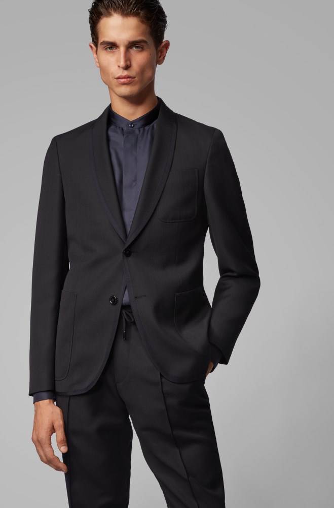 Hugo Boss Slim-fit jacket Mørke Blå | N9eEeTjX