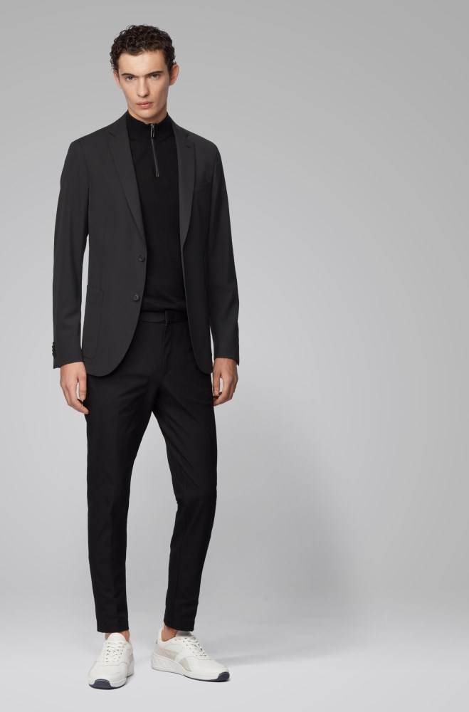 Hugo Boss Slim-fit jacket Svarte | D6J5x6EF