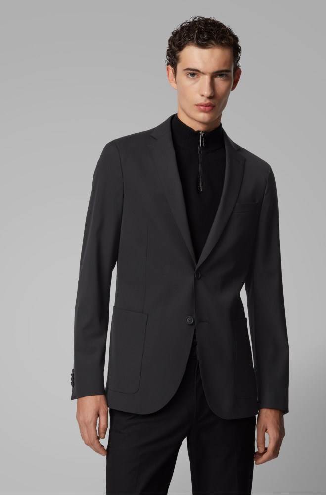 Hugo Boss Slim-fit jacket Svarte | D6J5x6EF