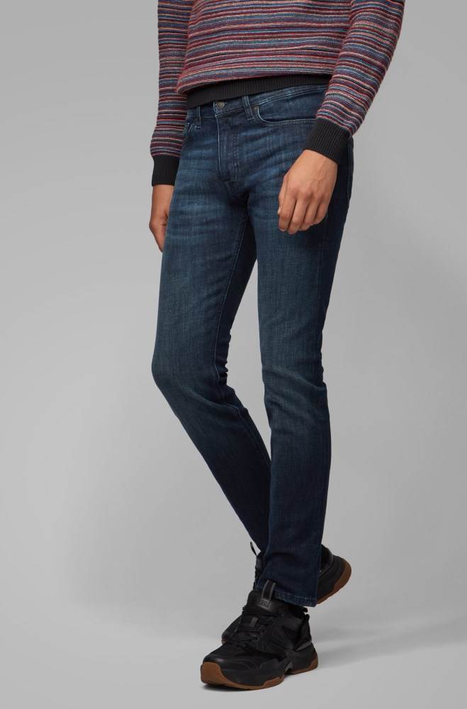 Hugo Boss Slim-fit jeans Mørke Blå | qJE32tOi