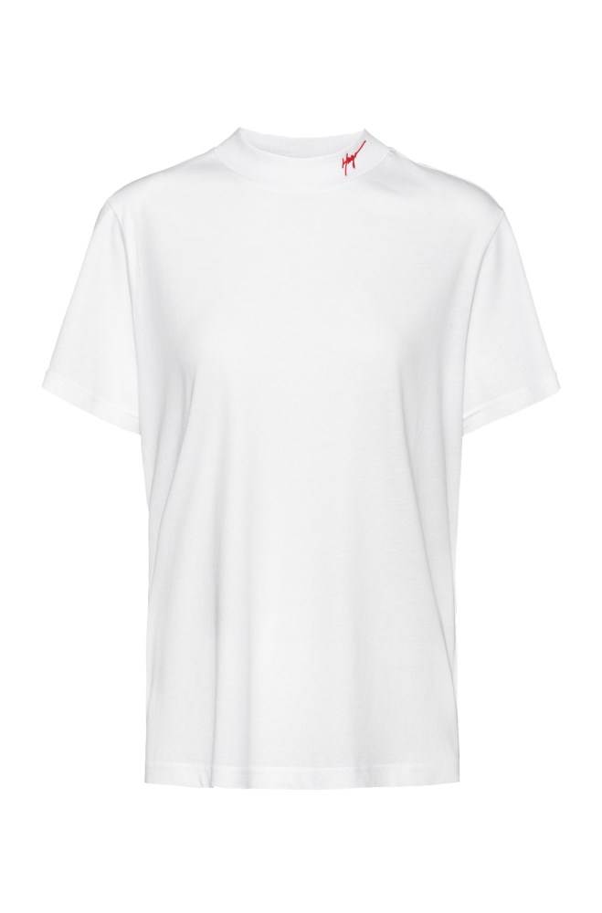 Hugo Boss Slim-fit jersey T-shirt Hvite | SGLbPYNN