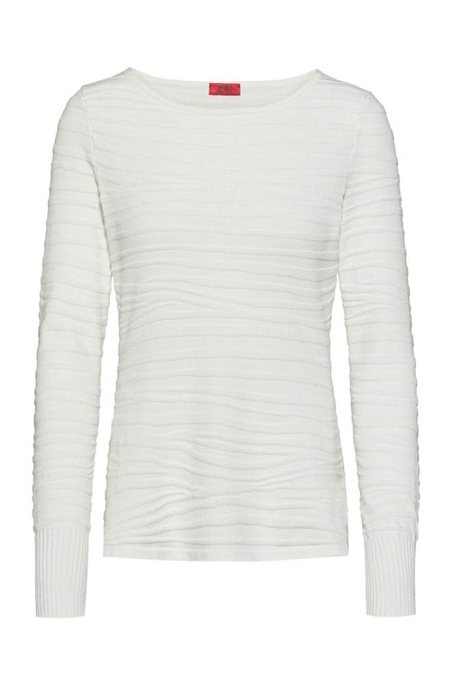 Hugo Boss Slim-fit knitted top Hvite | JWgwukJL