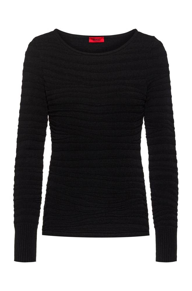 Hugo Boss Slim-fit knitted top Svarte | ENLN0QDi