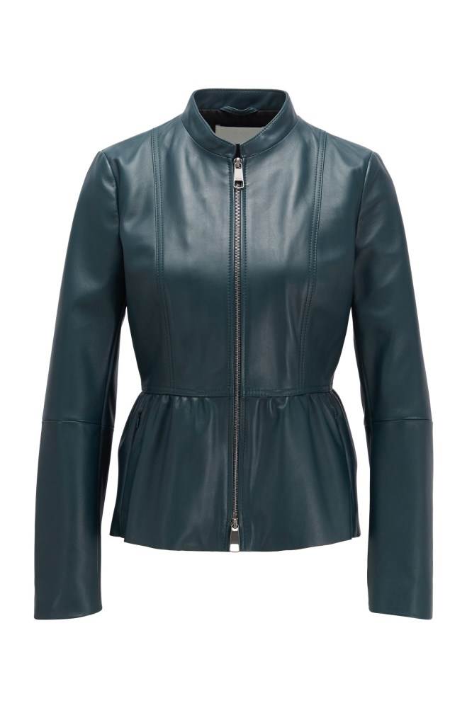 Hugo Boss Slim-fit leather jacket Mørke Grønn | 3Hslz99v