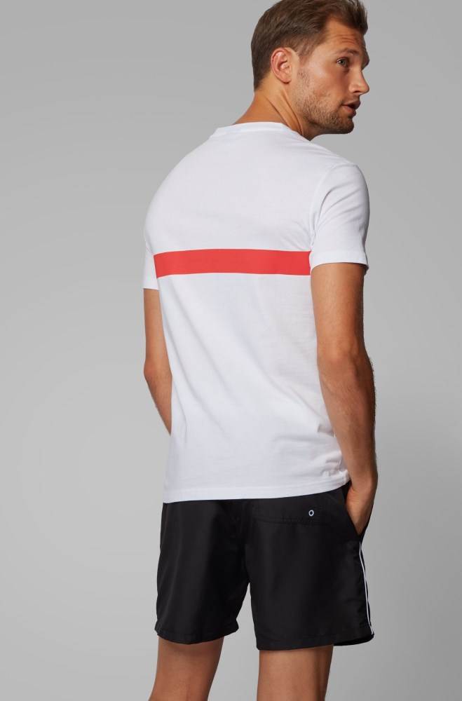 Hugo Boss Slim-fit logo T-shirt Hvite | MRXEfNC7