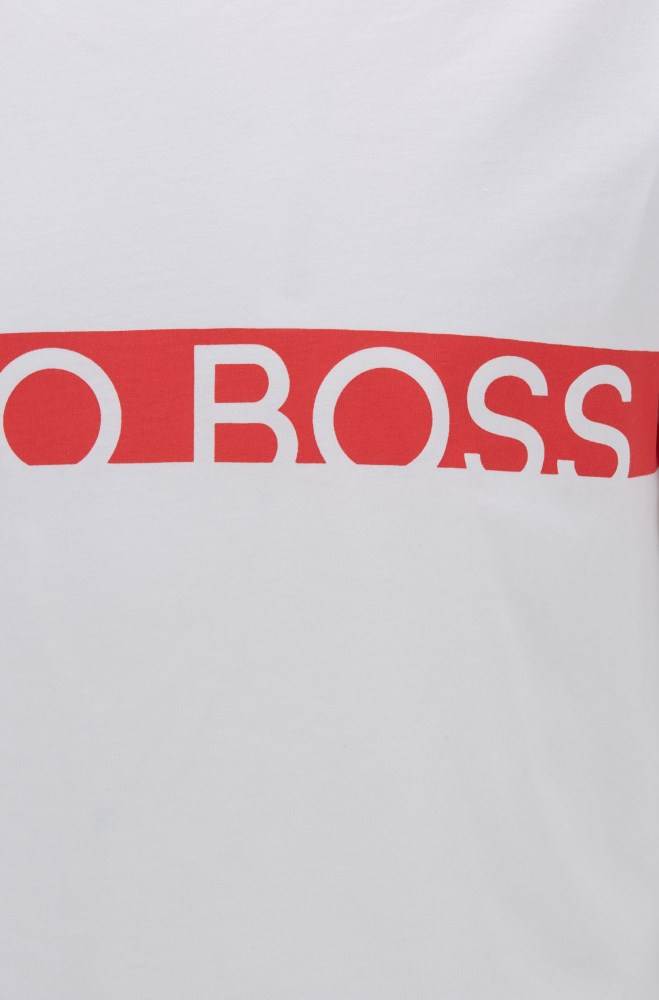 Hugo Boss Slim-fit logo T-shirt Hvite | MRXEfNC7