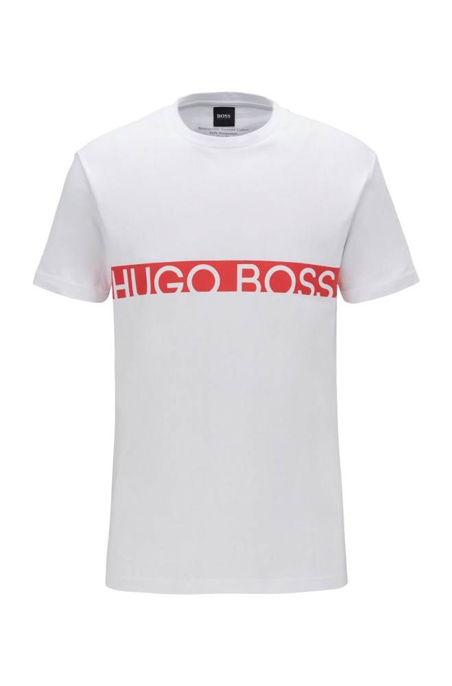 Hugo Boss Slim-fit logo T-shirt Hvite | MRXEfNC7