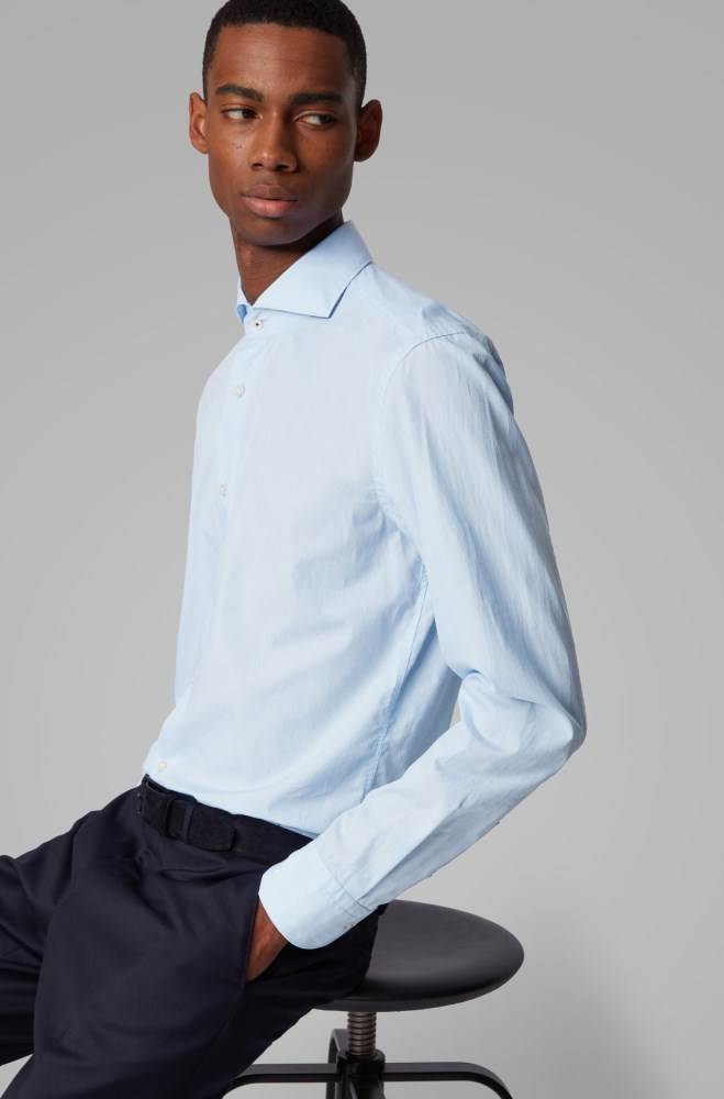 Hugo Boss Slim-fit long-sleeved shirt Lyse Blå | LRiRoPcZ