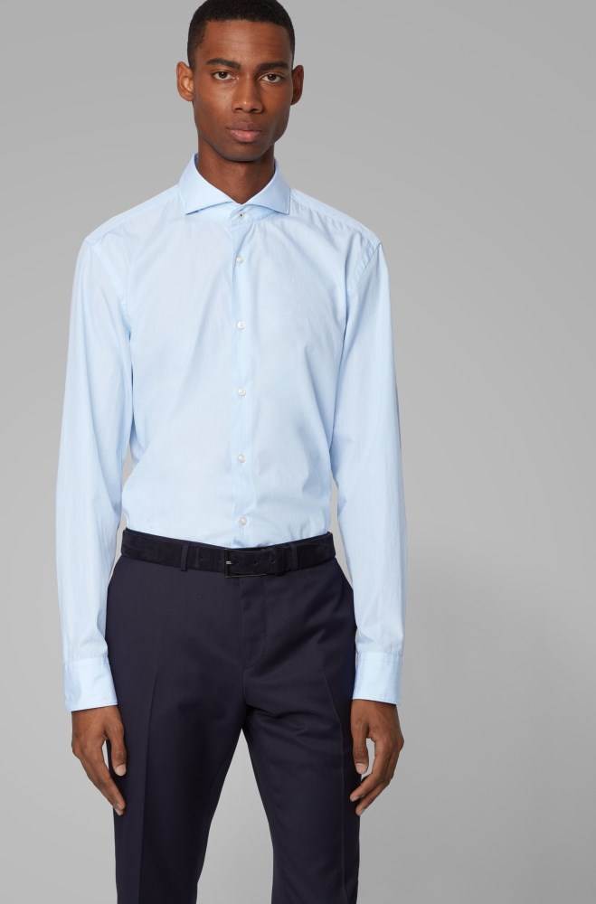 Hugo Boss Slim-fit long-sleeved shirt Lyse Blå | LRiRoPcZ